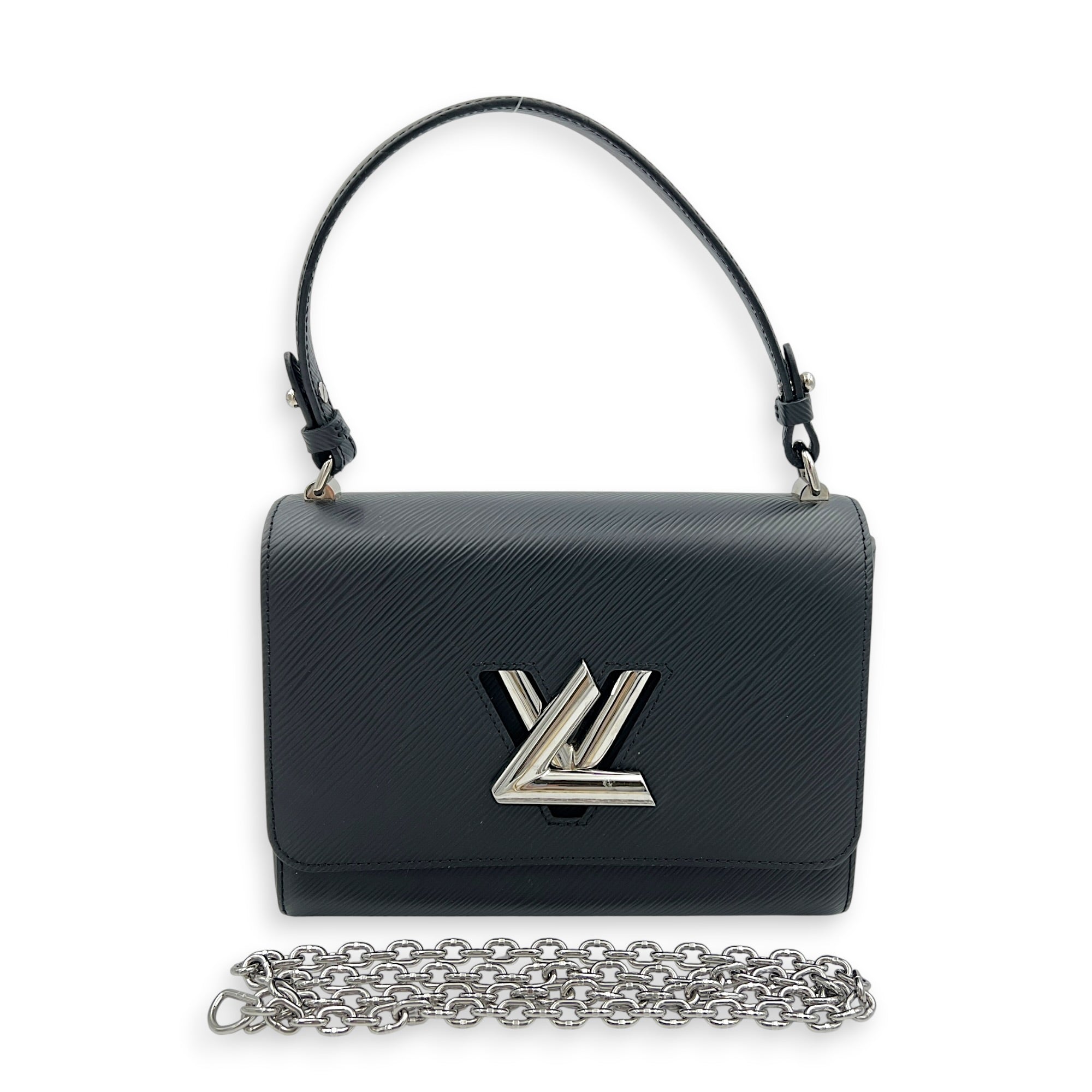 Twist Shoulder Bag MM Black in Epi Leather, Silver hardware