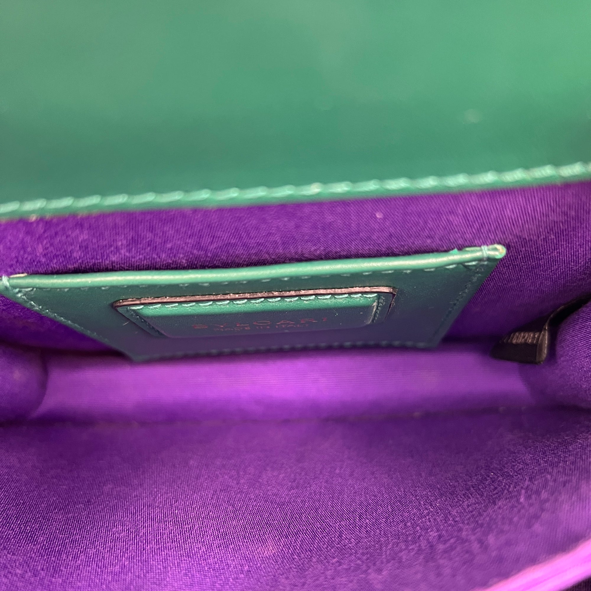 Serpenti Forever Top Handle Bag Green in Calfskin, Gold hardware