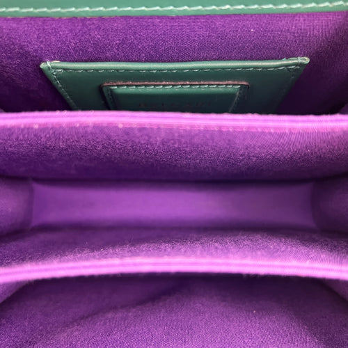Serpenti Forever Top Handle Bag Green in Calfskin, Gold hardware
