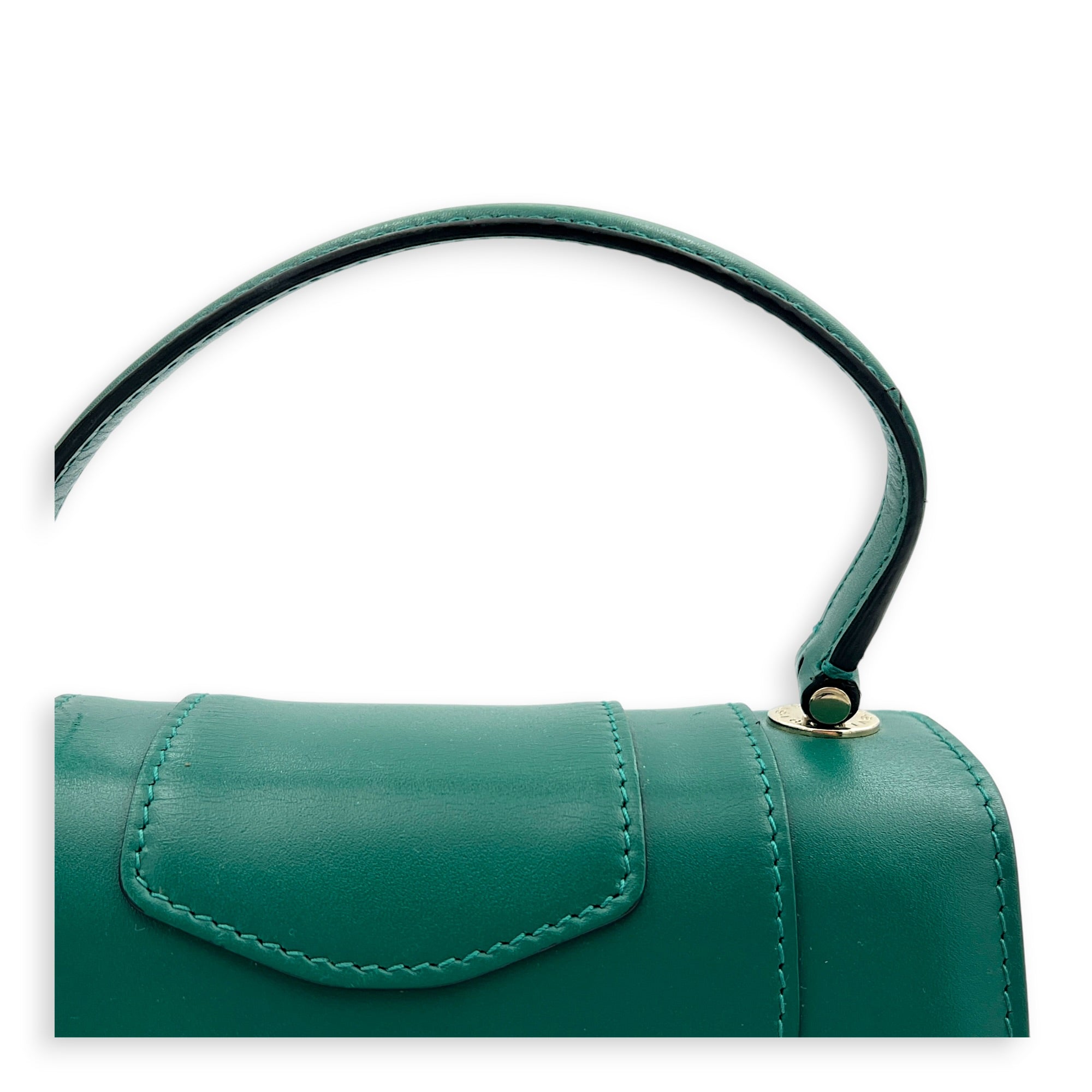 Serpenti Forever Top Handle Bag Green in Calfskin, Gold hardware