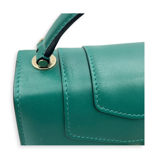 Serpenti Forever Top Handle Bag Green in Calfskin, Gold hardware