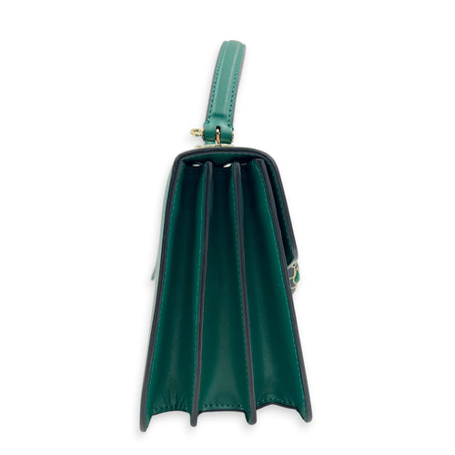 Serpenti Forever Top Handle Bag Green in Calfskin, Gold hardware