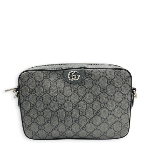 GG Crossbody Bag Grey in Coated Canvas, Silver hardware