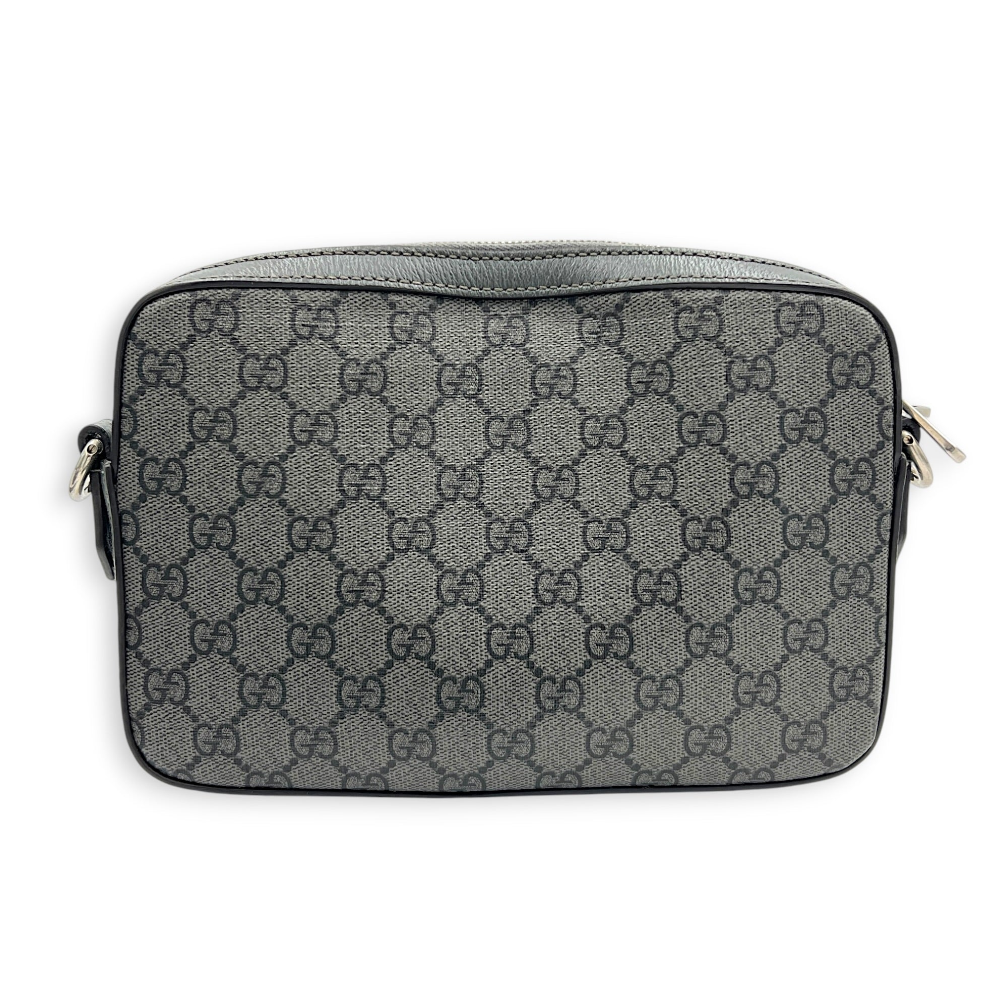 GG Crossbody Bag Grey in Coated Canvas, Silver hardware