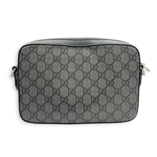 GG Crossbody Bag Grey in Coated Canvas, Silver hardware