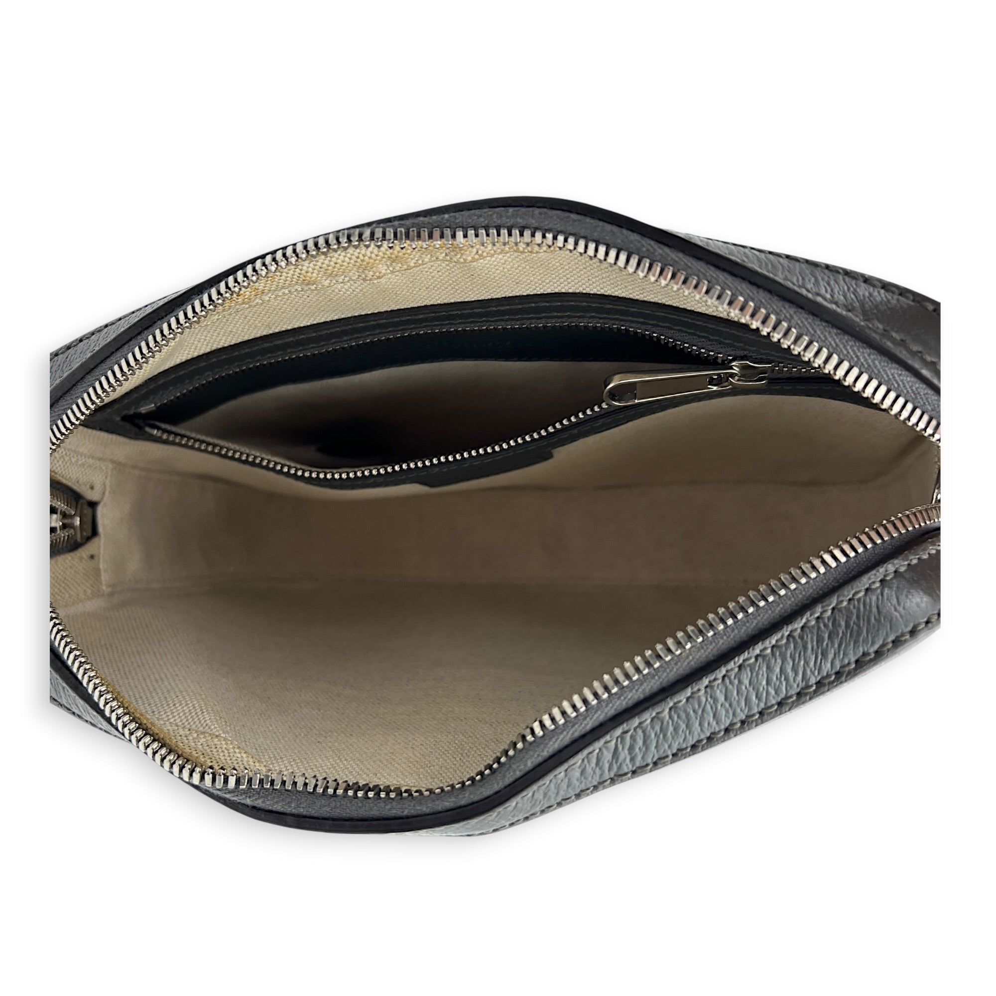 GG Crossbody Bag Grey in Coated Canvas, Silver hardware