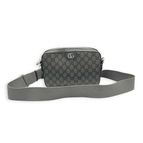 GG Crossbody Bag Grey in Coated Canvas, Silver hardware