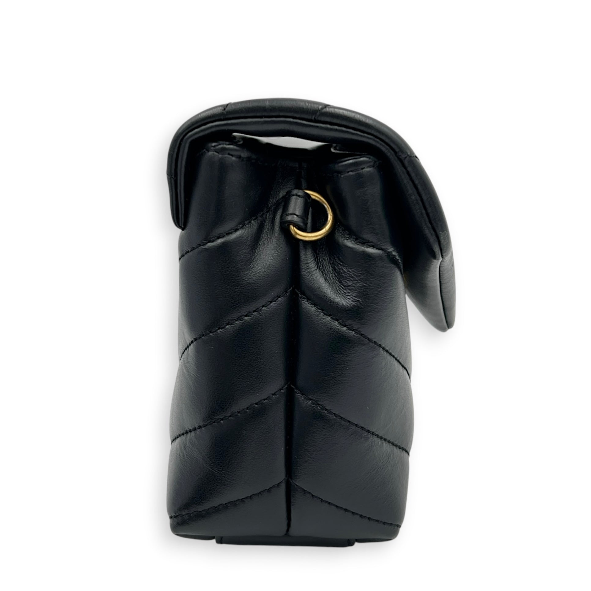Loulou Shoulder Bag Black in Calfskin, Gold hardware