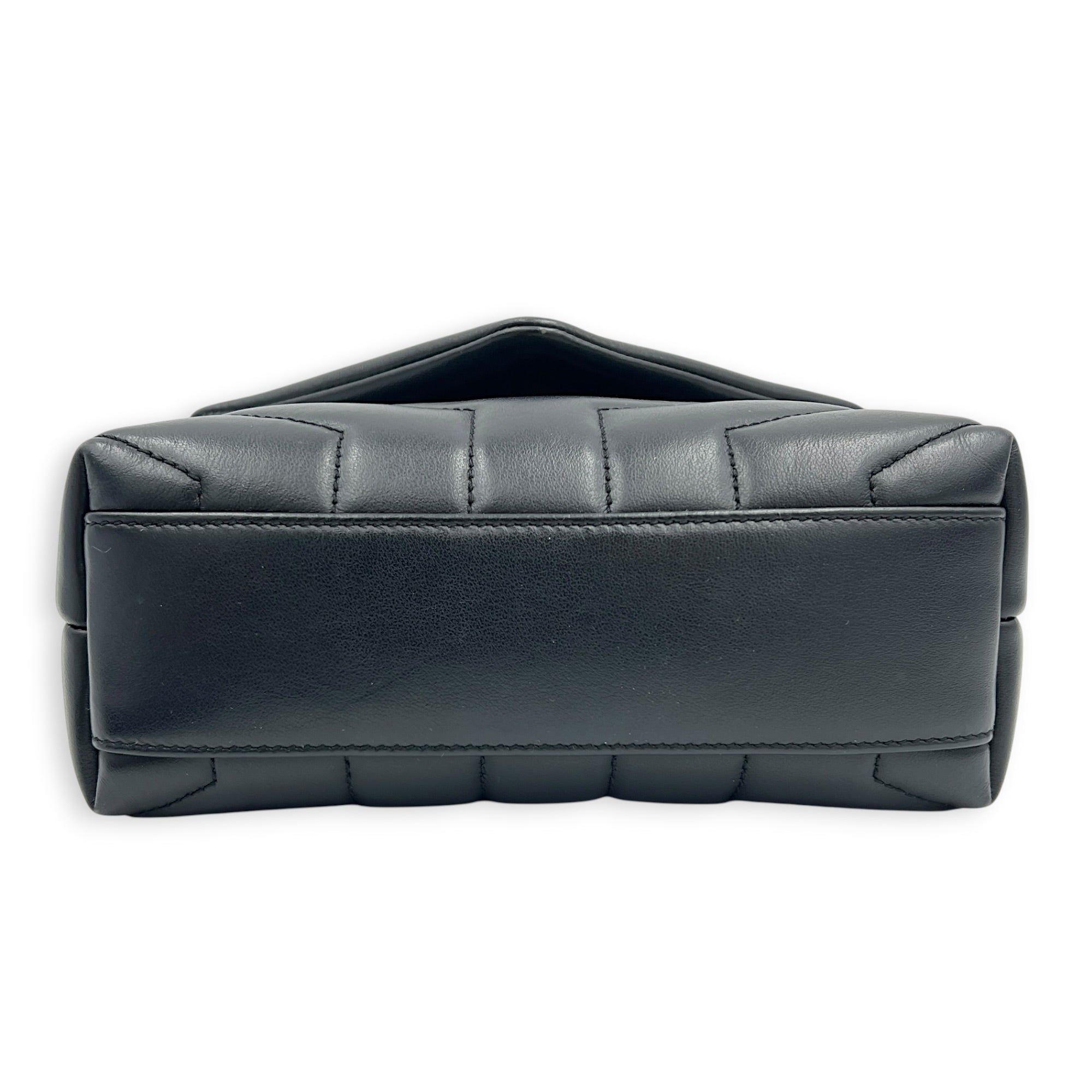 Loulou Shoulder Bag Black in Calfskin, Gold hardware