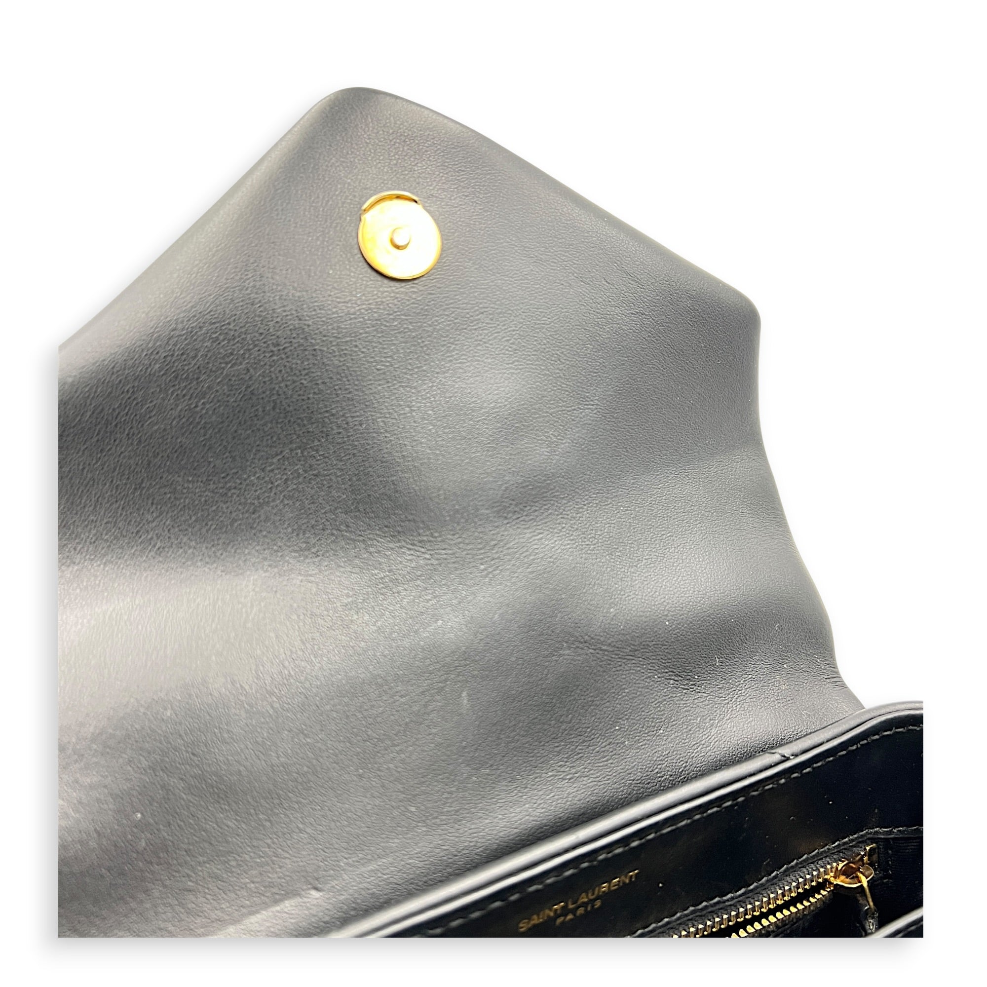 Loulou Shoulder Bag Black in Calfskin, Gold hardware