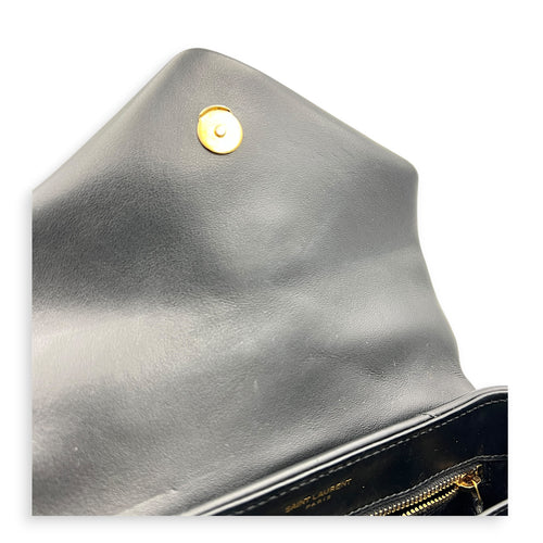 Loulou Shoulder Bag Black in Calfskin, Gold hardware