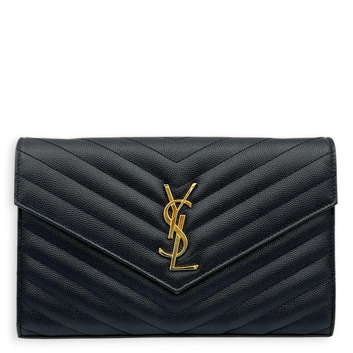 Cassandra Crossbody Bag Black in Calfskin, Gold hardware