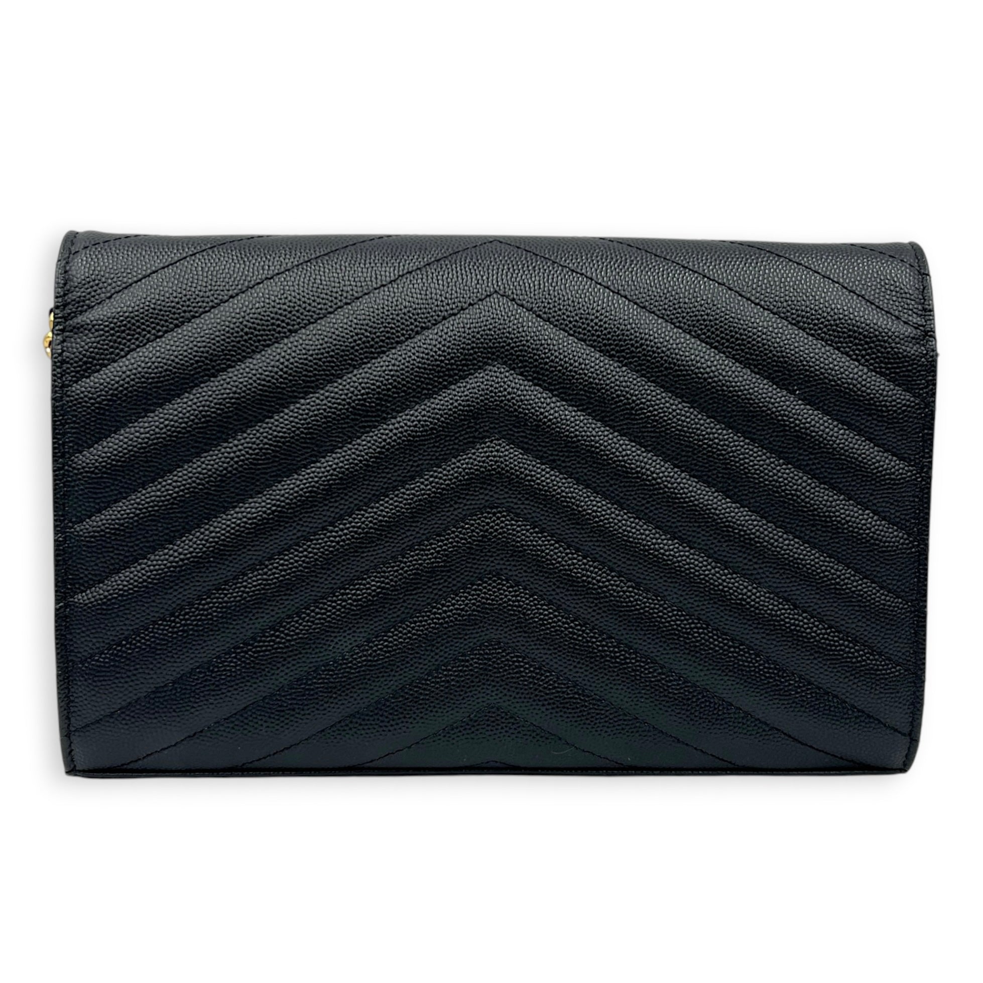 Cassandra Crossbody Bag Black in Calfskin, Gold hardware