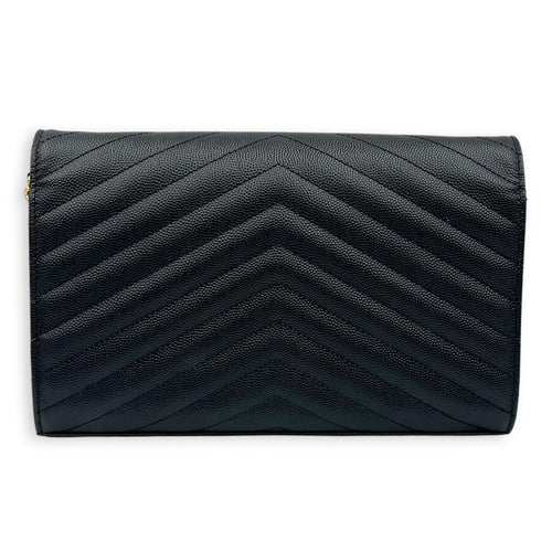 Cassandra Crossbody Bag Black in Calfskin, Gold hardware