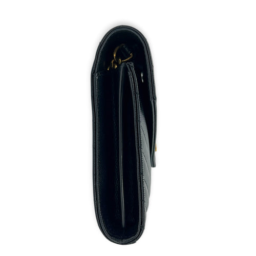 Cassandra Crossbody Bag Black in Calfskin, Gold hardware