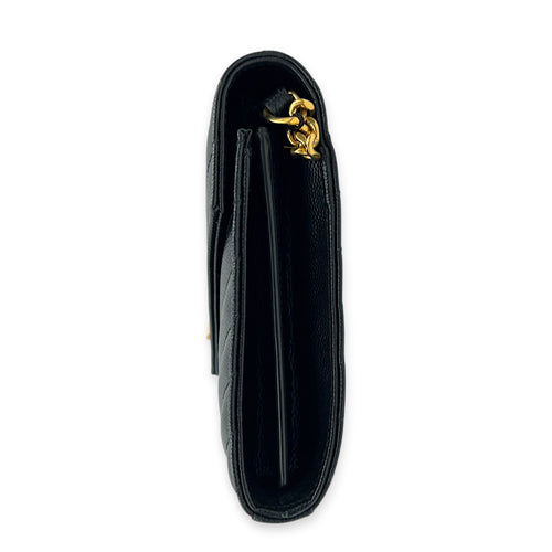Cassandra Crossbody Bag Black in Calfskin, Gold hardware