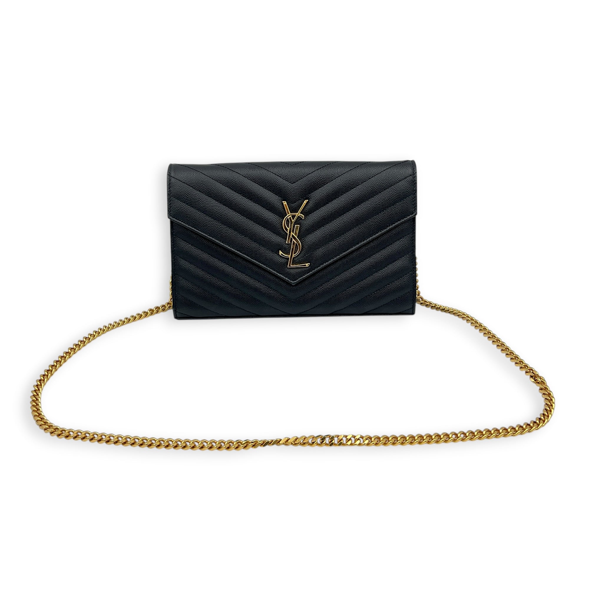 Cassandra Crossbody Bag Black in Calfskin, Gold hardware