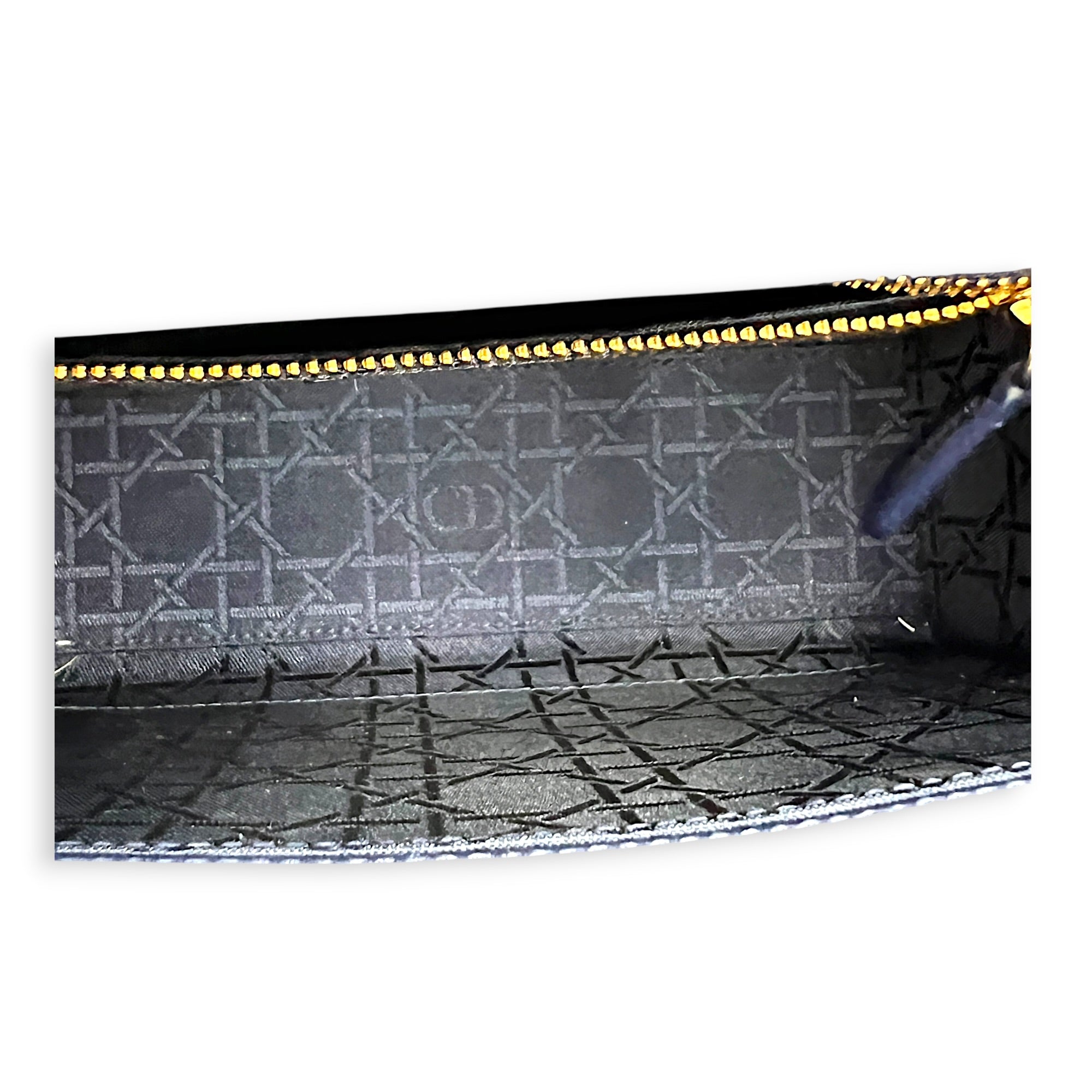 Lady Dior Top Handle Bag Small Blue in Lambskin, Gold hardware