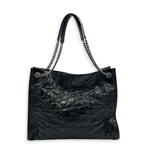 Niki Tote Bag Black in Calfskin, Ruthenium hardware