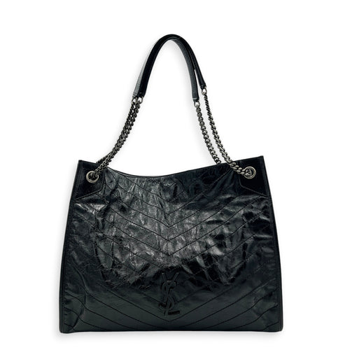 Niki Tote Bag Black in Calfskin, Ruthenium hardware