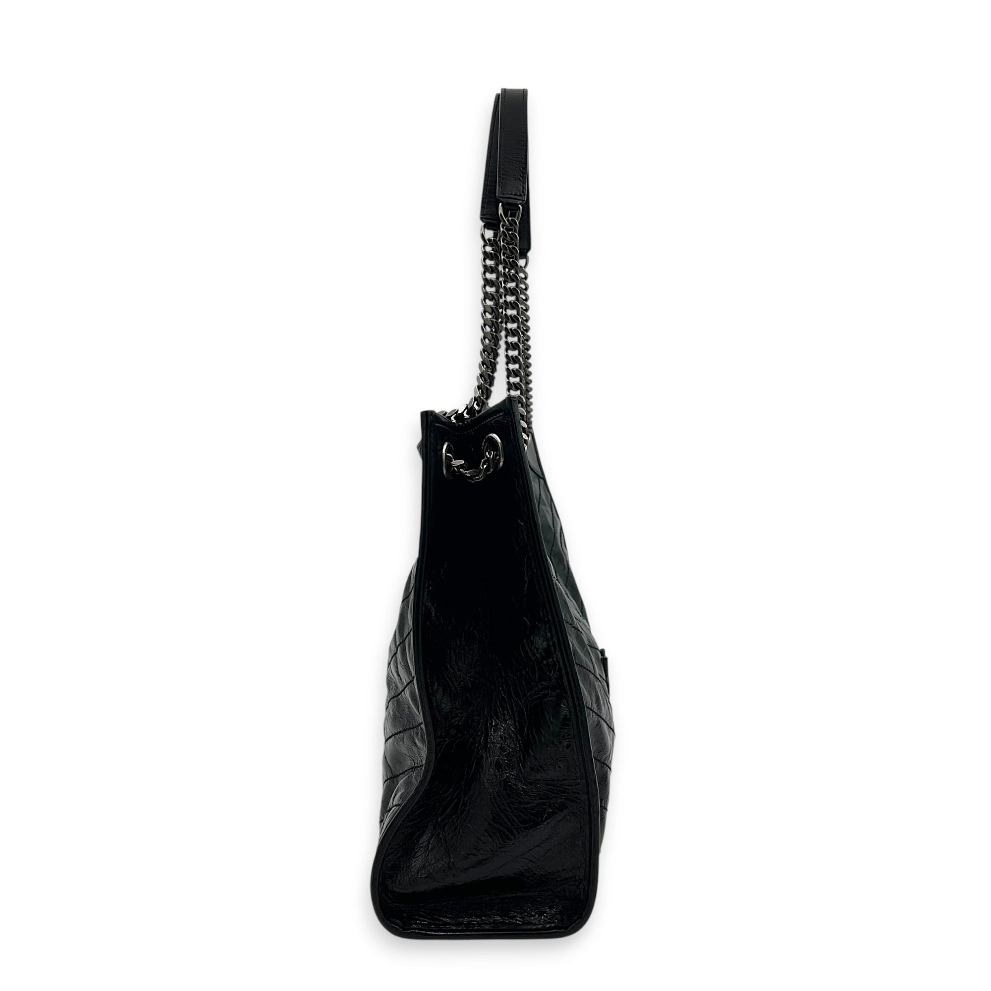 Niki Tote Bag Black in Calfskin, Ruthenium hardware
