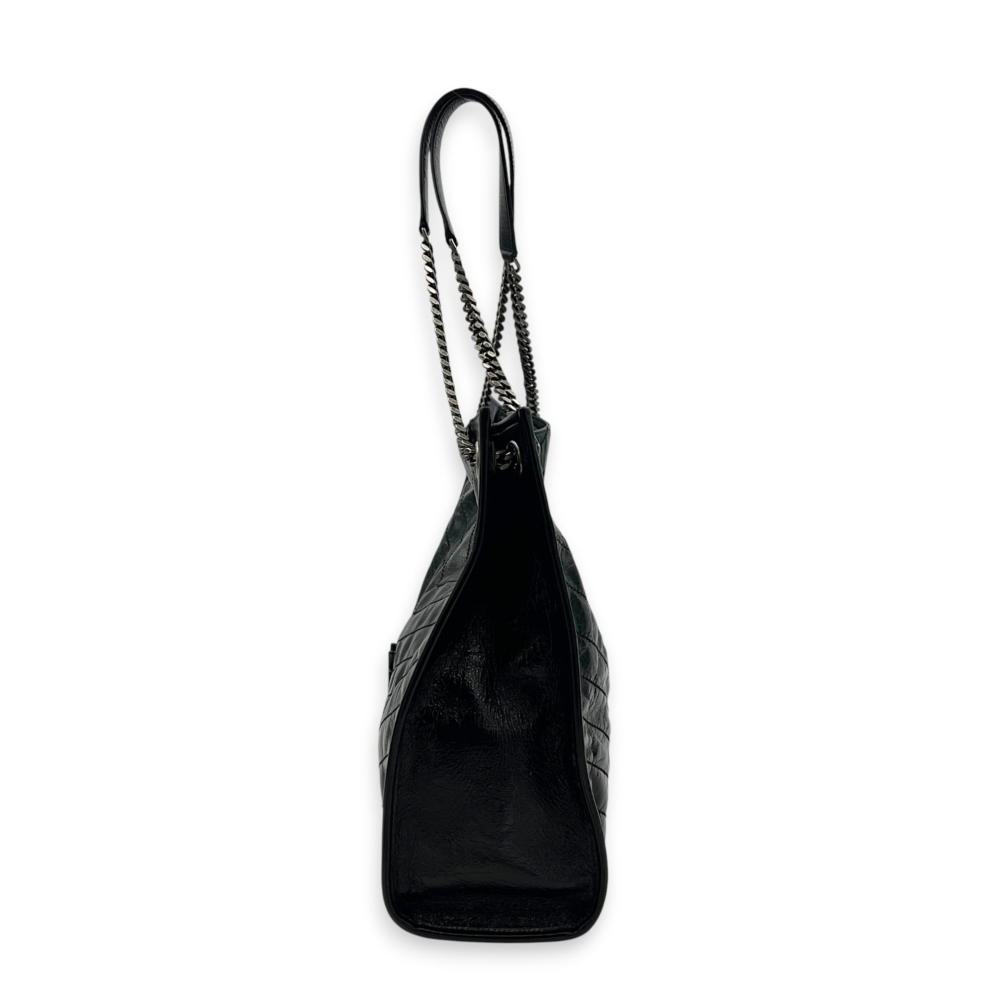 Niki Tote Bag Black in Calfskin, Ruthenium hardware