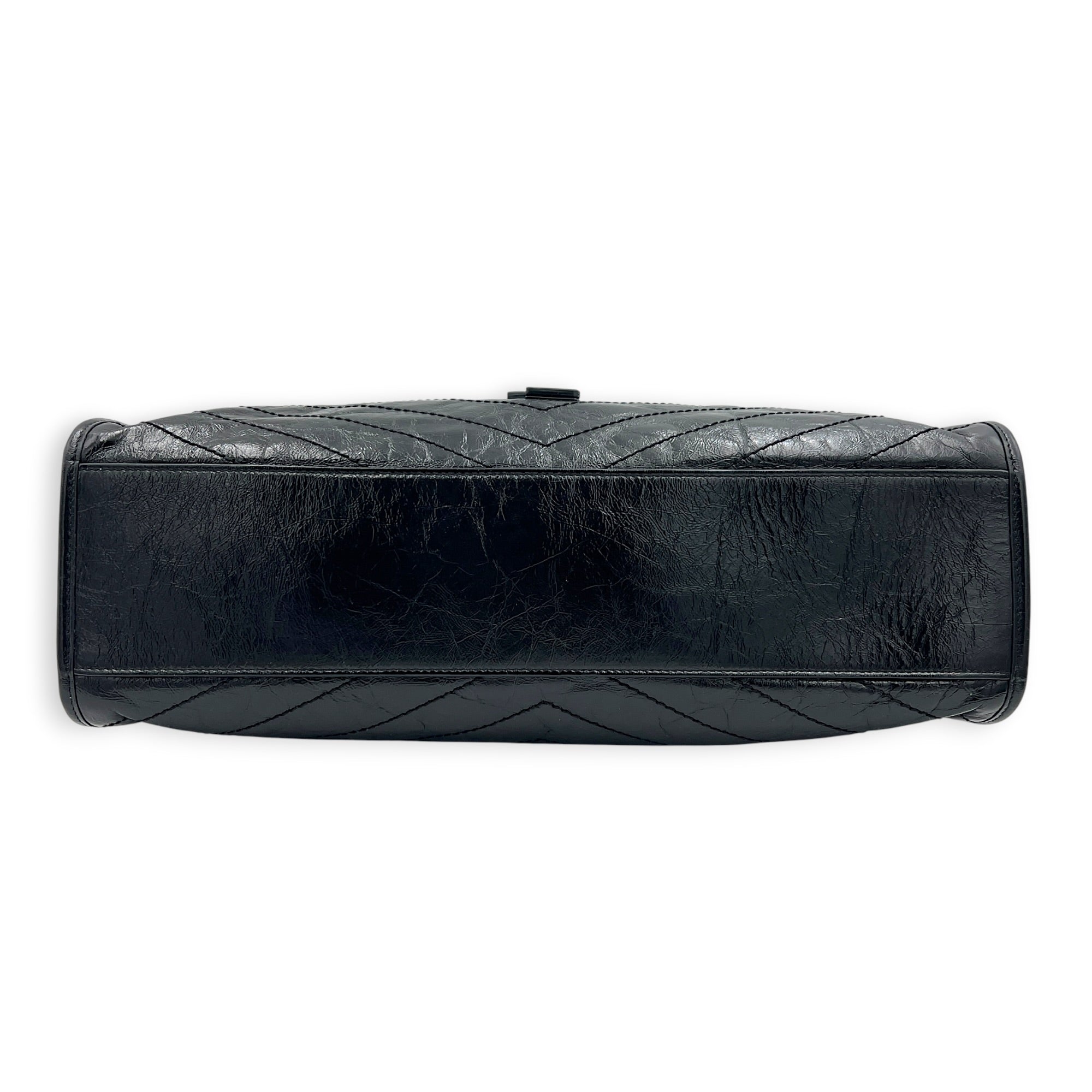 Niki Tote Bag Black in Calfskin, Ruthenium hardware