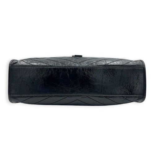 Niki Tote Bag Black in Calfskin, Ruthenium hardware