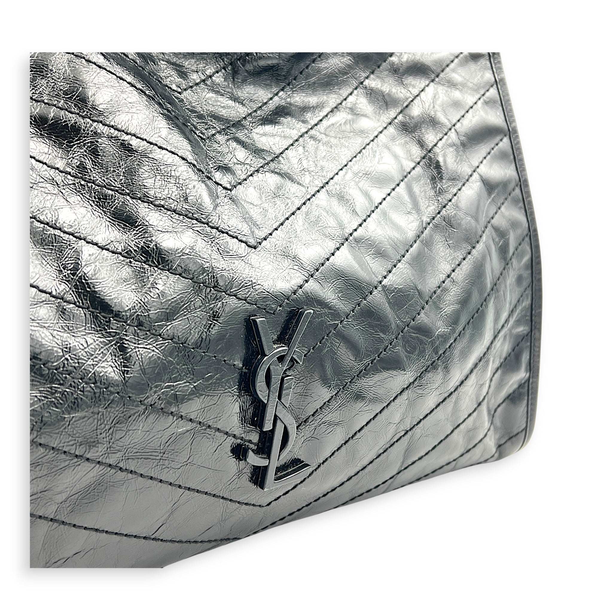 Niki Tote Bag Black in Calfskin, Ruthenium hardware