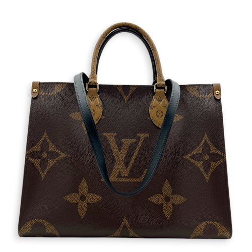OnTheGo Top Handle Bag MM Brown in Monogram Coated Canvas, Gold hardware