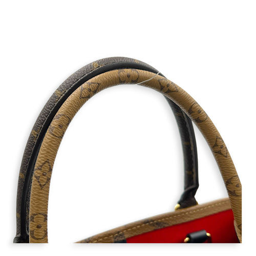OnTheGo Top Handle Bag MM Brown in Monogram Coated Canvas, Gold hardware