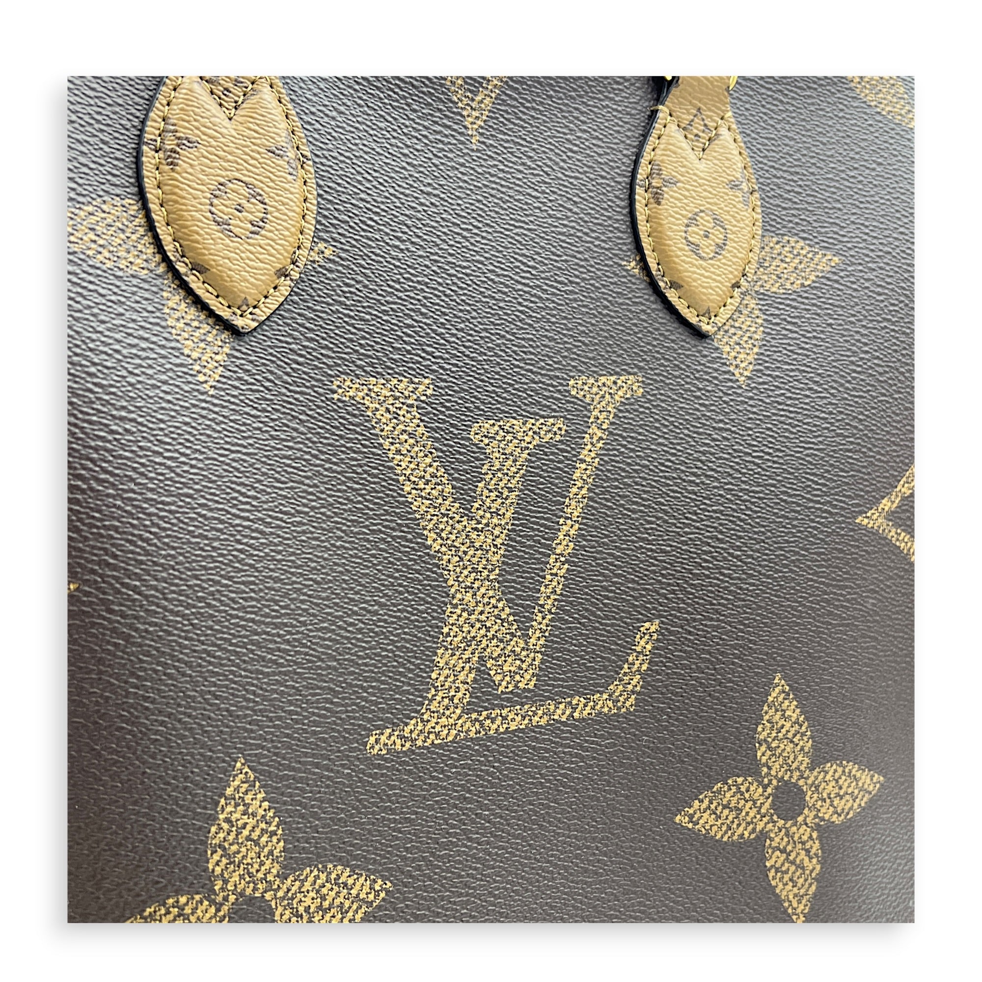 OnTheGo Top Handle Bag MM Brown in Monogram Coated Canvas, Gold hardware