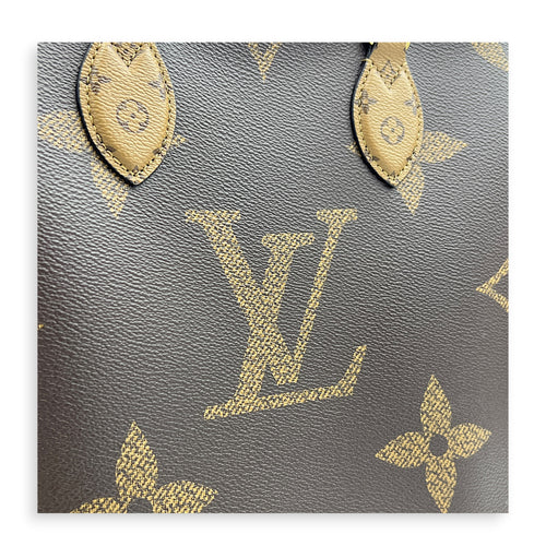 OnTheGo Top Handle Bag MM Brown in Monogram Coated Canvas, Gold hardware