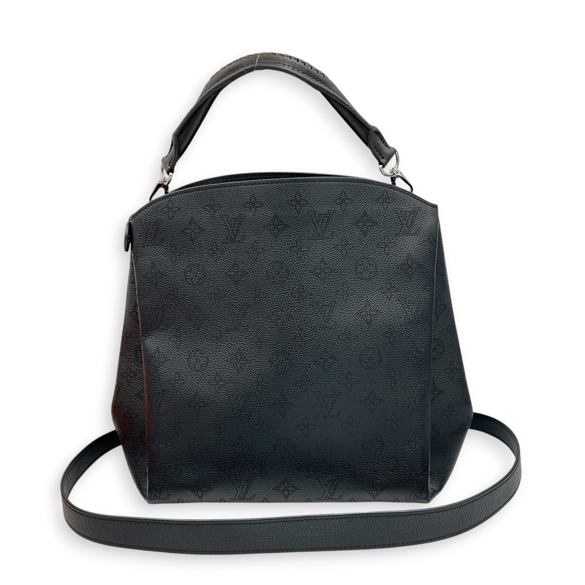 Babylone Shoulder Bag Black in Mahina Leather, Silver hardware