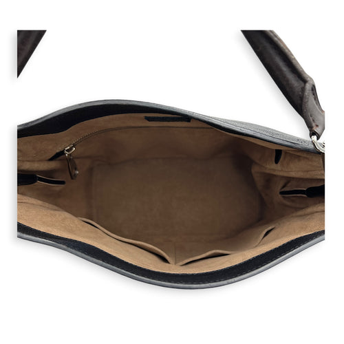 Babylone Shoulder Bag Black in Mahina Leather, Silver hardware