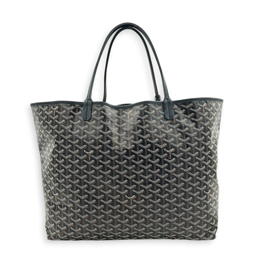 Saint Louis Tote Bag GM Black in Coated Canvas, Silver hardware