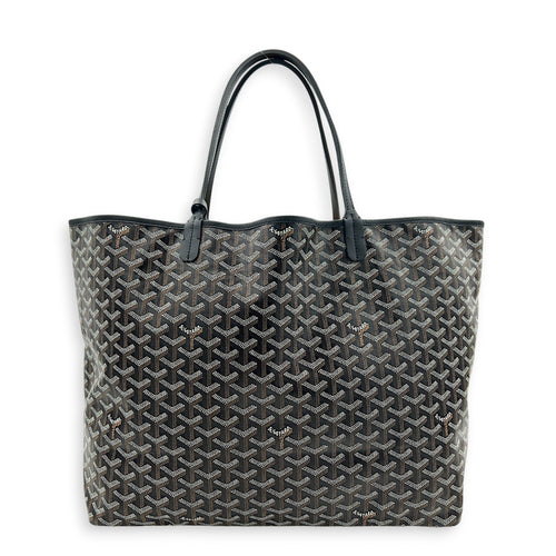 Saint Louis Tote Bag GM Black in Coated Canvas, Silver hardware