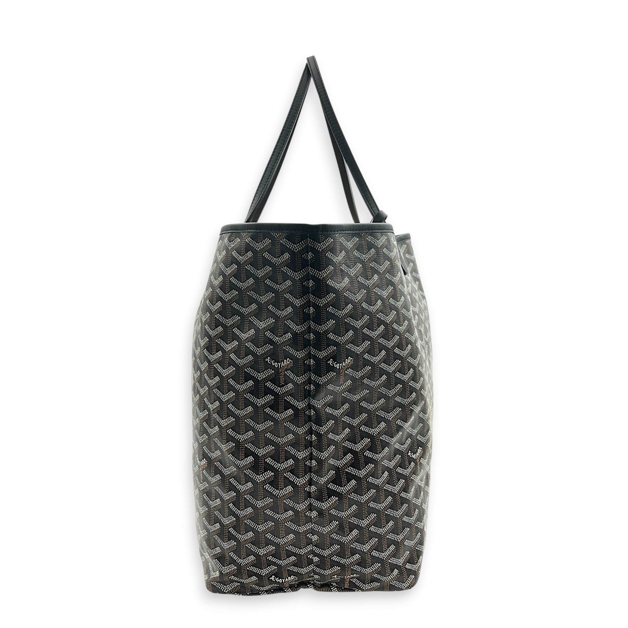 Saint Louis Tote Bag GM Black in Coated Canvas, Silver hardware