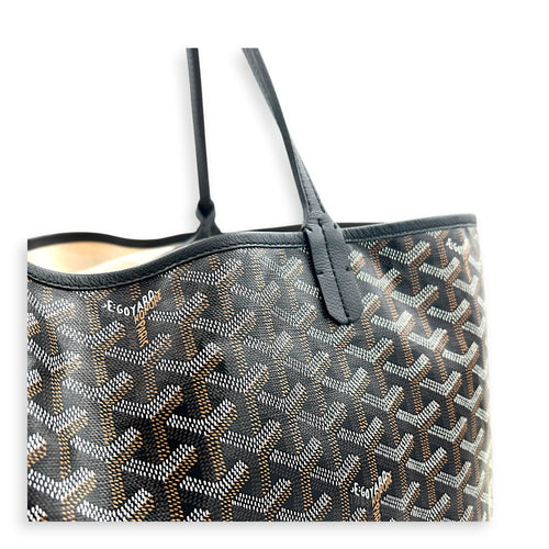 Saint Louis Tote Bag GM Black in Coated Canvas, Silver hardware