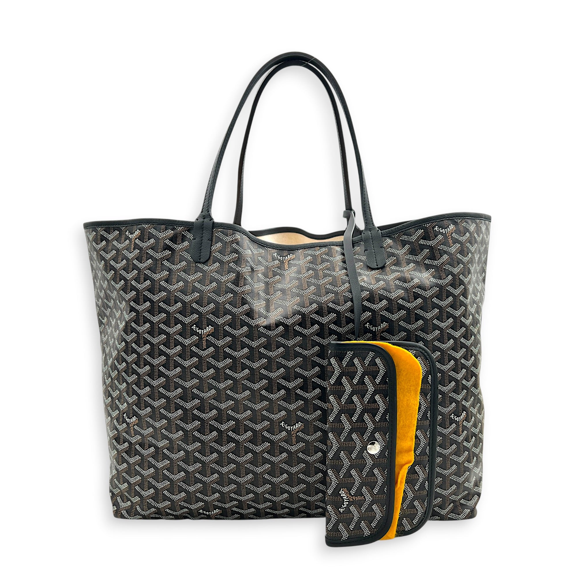 Saint Louis Tote Bag GM Black in Coated Canvas, Silver hardware
