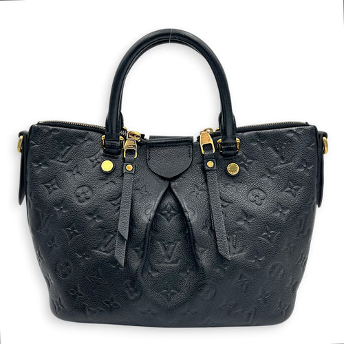 Mazarine Top Handle Bag Black in Empreinte Leather, Gold hardware