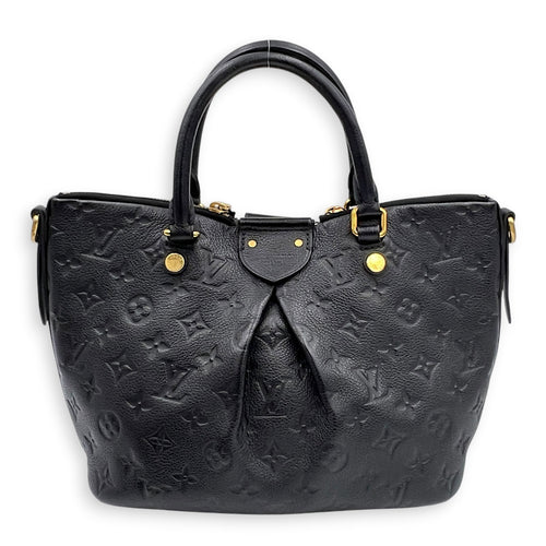 Mazarine Top Handle Bag Black in Empreinte Leather, Gold hardware