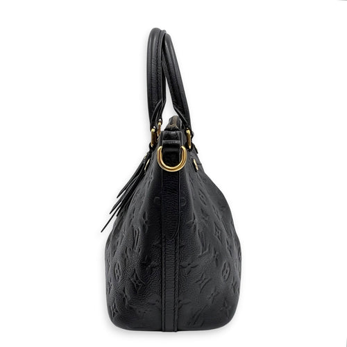 Mazarine Top Handle Bag Black in Empreinte Leather, Gold hardware