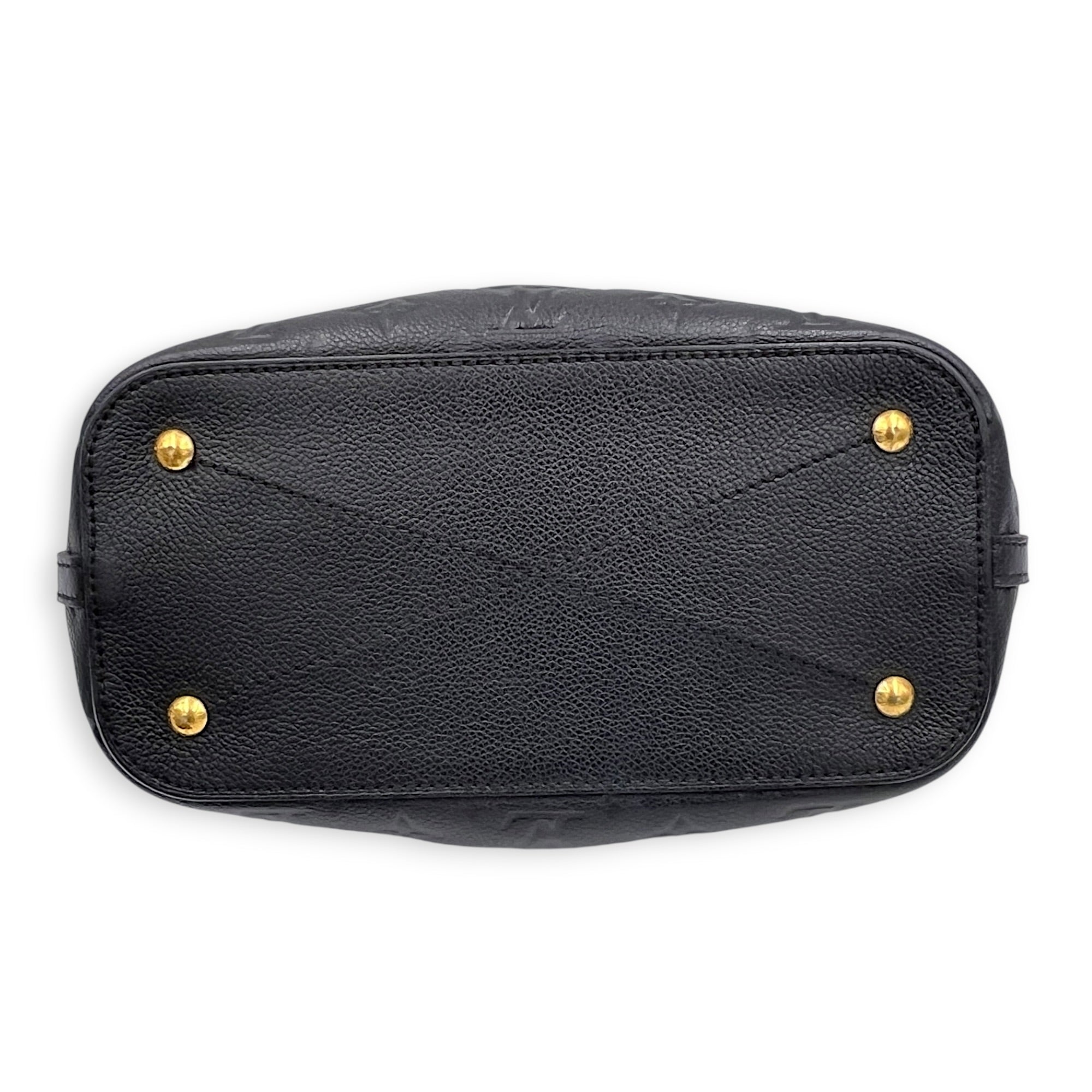 Mazarine Top Handle Bag Black in Empreinte Leather, Gold hardware