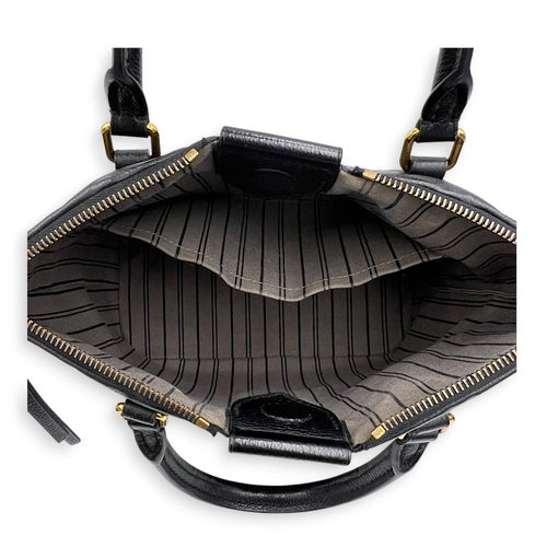 Mazarine Top Handle Bag Black in Empreinte Leather, Gold hardware