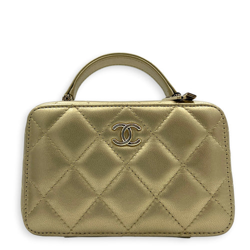 CC Vanity Top Handle Gold in Lambskin, Gold hardware