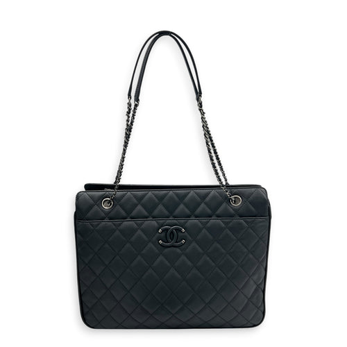 Frame In Chain Shopping Tote Bag Black in Calfskin, Silver hardware