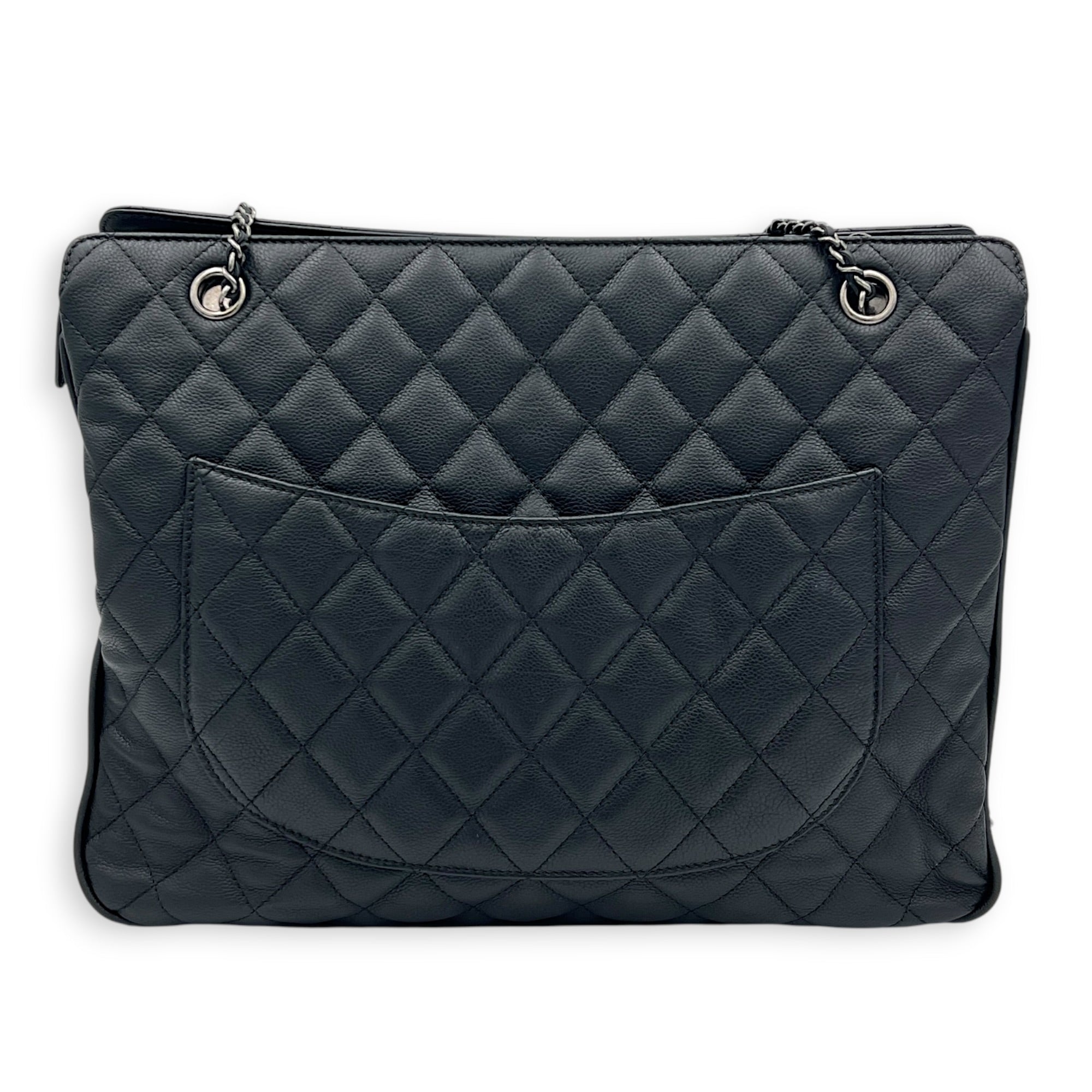 Frame In Chain Shopping Tote Bag Black in Calfskin, Silver hardware
