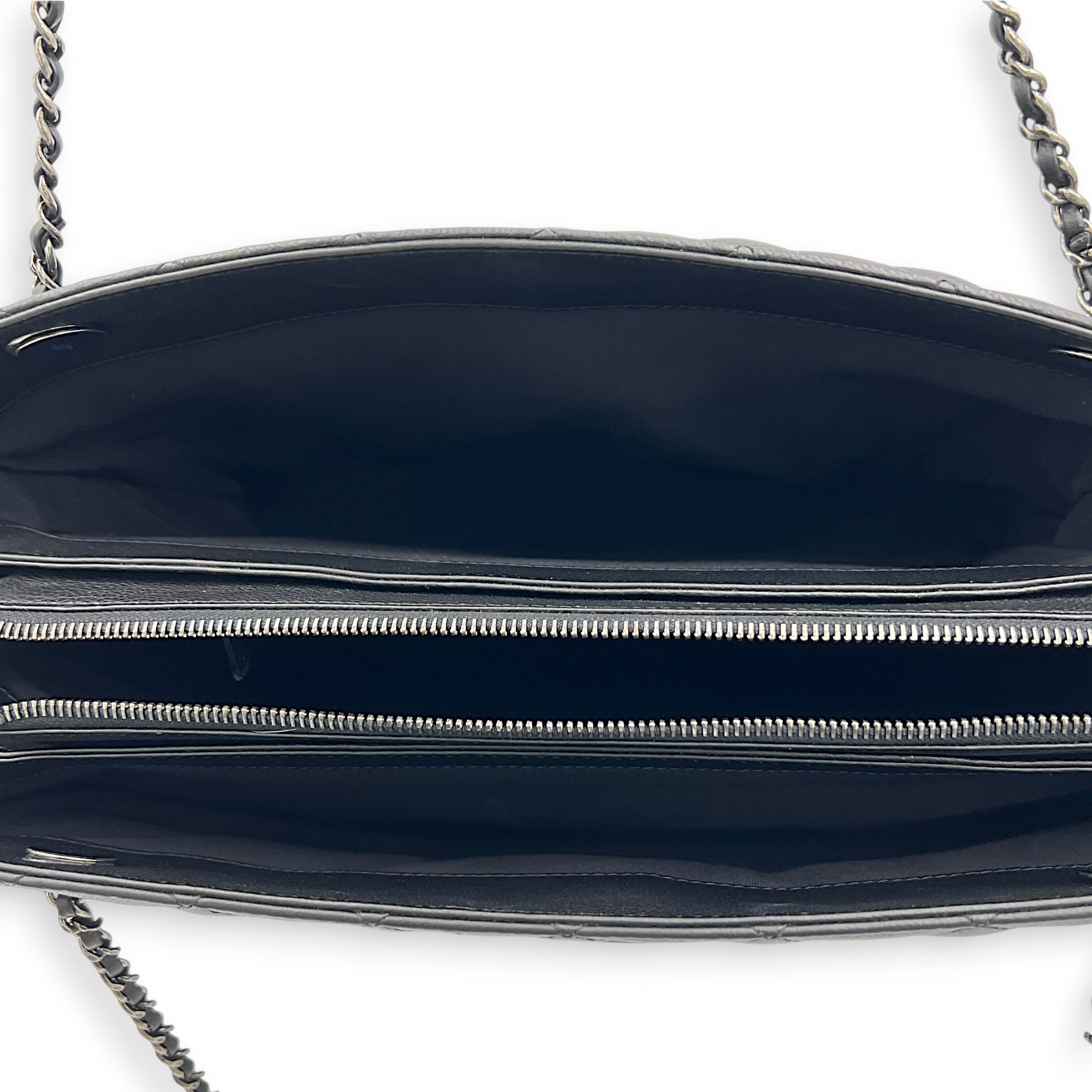 Frame In Chain Shopping Tote Bag Black in Calfskin, Silver hardware