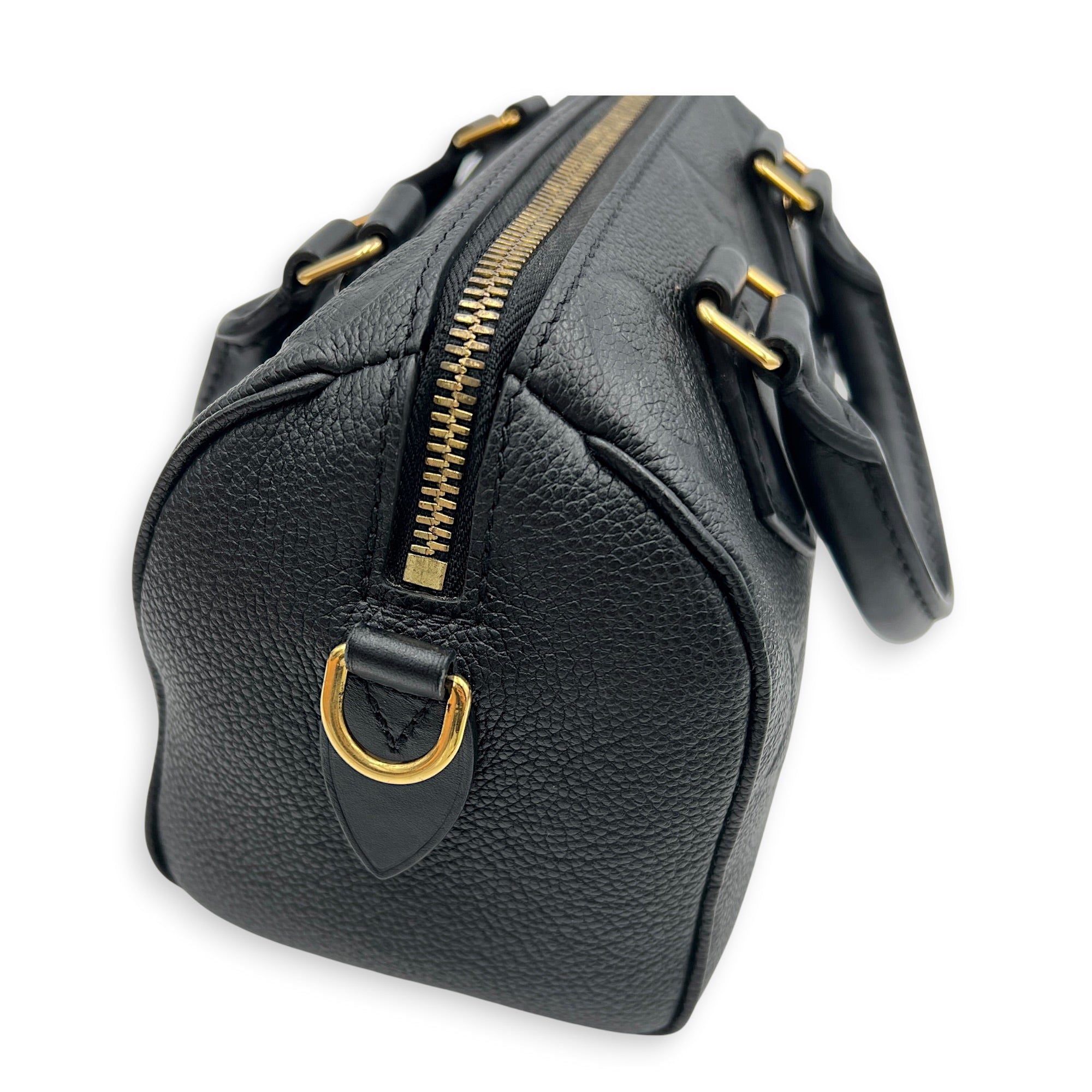 Speedy Bandouliere Top Handle Bag 20 Black in Empreinte Leather, Gold hardware